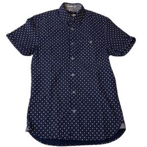 Ted Baker Polarbe Navy Dot Print Woven Cotton Short Sleeve Shirt Size 1 & Small